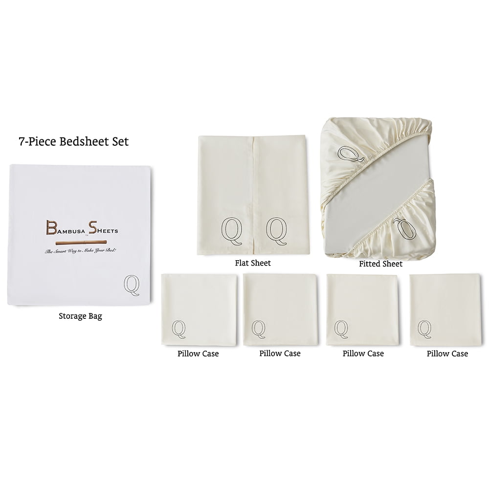 Bambusa Sheets| Silky, Soft & Functional for All Ages | Match Size & Direction | Ultimate Sleep-Q=Queen(Ivory)