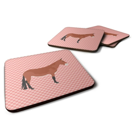 

Carolines Treasures BB7845FC Mule Pink Check Foam Coaster Set of 4 3 1/2 x 3 1/2 multicolor
