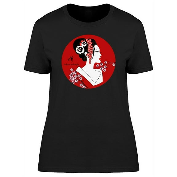 Japanese Geisha In A Red Circle T-Shirt Women -Image by Shutterstock, Female Medium