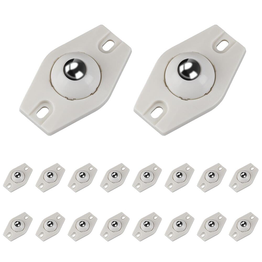 FGY 16Pcs Self-adhesive Casters Wheels Mini Swivel Casters Wheels Ball Casters (White)