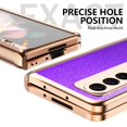 thumbnail image 6 of K-Lion for Samsung Galaxy Z Fold 3 Cross Pattern Case, Luxury PU Leather Hybrid Plating PC Hidden Kickstand Cover Shockproof Protective Folding Slim Hard Case for Samsung Galaxy Z Fold 3,Purple, 6 of 7