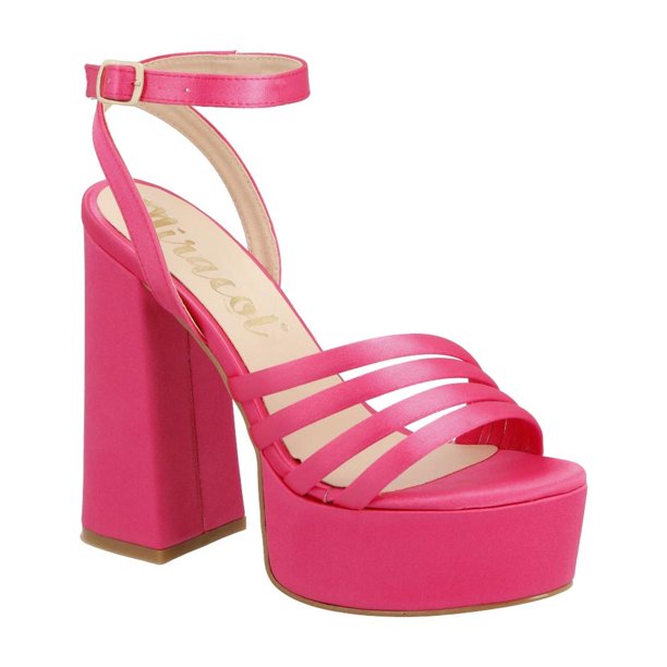 Zapatillas Mama Lola Mujer Plataforma Satín Tiras Casuales rosa 24