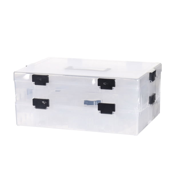 Cateissary Caja de almacenamiento organizador de contenedores de juguetes translúcidos, estuches portaherramientas de plástico para niños, Almacenamiento y organización del hogar Doble capa