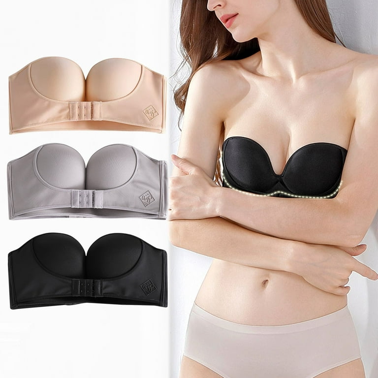 WANYNG bras for women Womens 3PCS Solid Color Strapless Non Slip