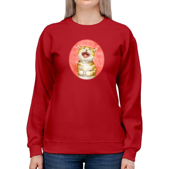 Laughing Cat Sweatshirt Women -Kayomi Harai Designs, Female Large
