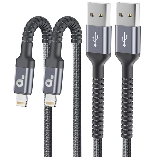 Cable de carga PRAKIE Lightning trenzado de nailon, paquete de 2 unidades, 1,8 m, iPhone