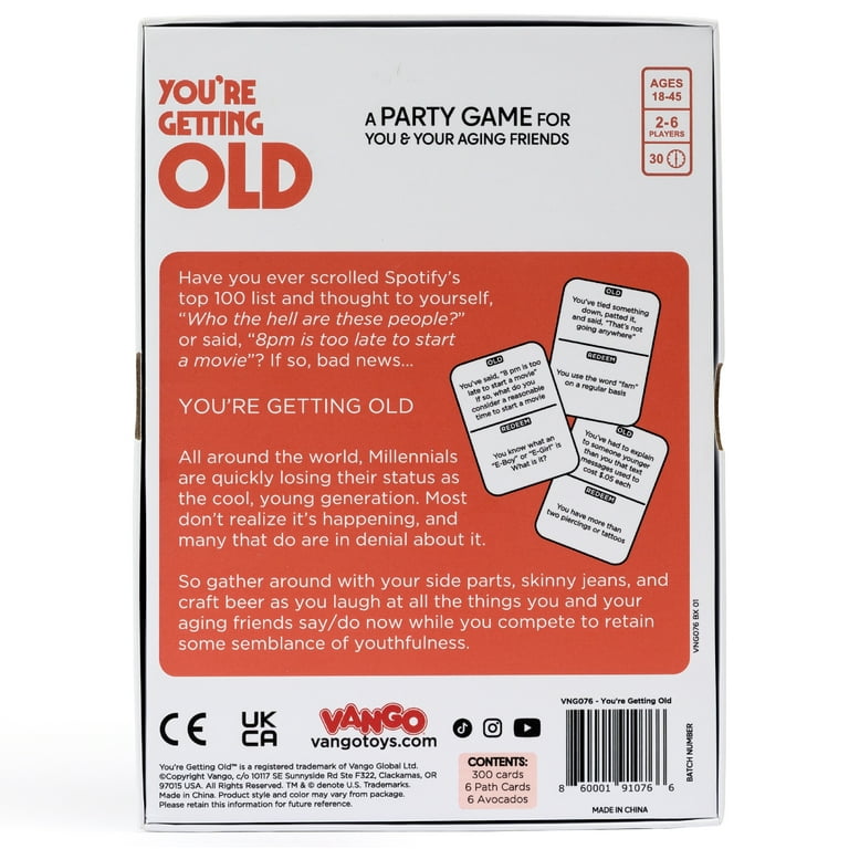 You're Getting Old – a Party Game for You and Your Aging Friends - Adult  Card Game for Ages 18-45 