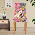 thumbnail image 4 of Yayeee 4 Pack Dining Chair Covers Stretch Parson Chairs Slipcovers Seat Protector, Art Map, 4 of 6