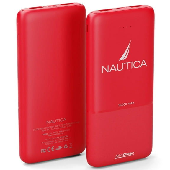Nautica Urban PB210 Power Bank Battery Portable Charger 10000mAh - Red