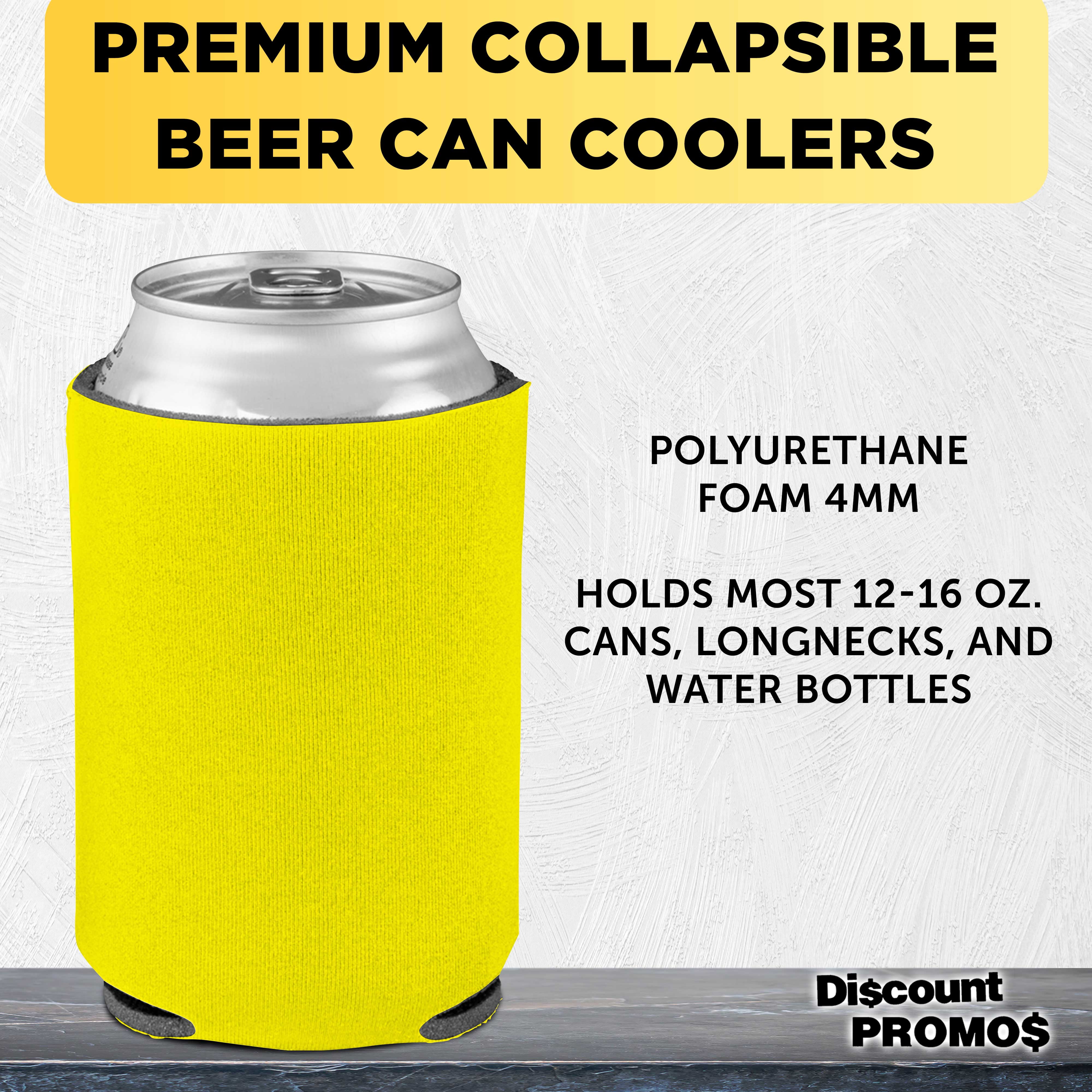 Collapsible Can Coolers Set of 25, Bulk Pack - Keep Your Beer Cold, Insulated Can Holder - Yellow