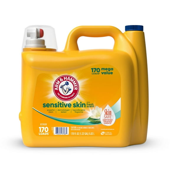 Arm & Hammer Sensitive Skin HE Liquid Laundry Detergent, 170 Loads - Fresh 170 oz