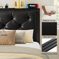 thumbnail image 3 of Honfach Twin Bed Frame with Storage Drawers, PU Leather Upholstered Platform Bed Frame with Charging Station, No Box Spring Needed, Heavy-Duty Metal Slats Support, Noise-Free, Easy Assembly, Black, 3 of 7
