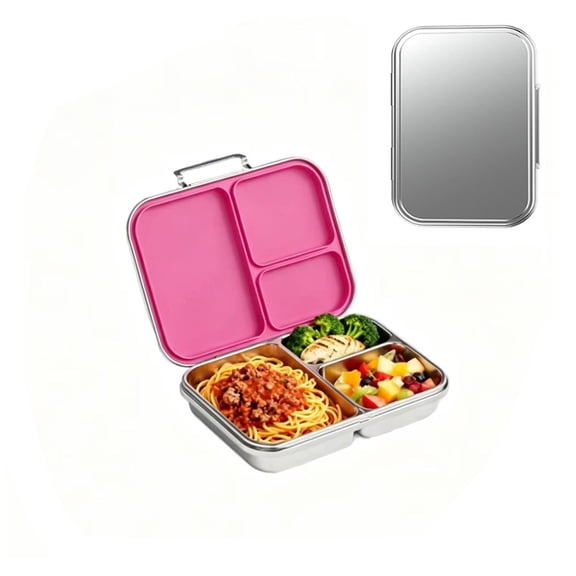 Leak-Resistant Stainless Steel Bento Lunch Box for Kids 7 and Adult,2 Swappable Style Removable Silicone Lids and Bands, BPA-Free, Dishwasher Safe,School & Office