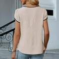 thumbnail image 4 of Htigea Clearance Womens V Neck T Shirts Summer Casual Short Sleeve Tops Loose Fit Basic Tee Beige,XXXL, 4 of 4