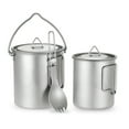 thumbnail image 2 of Taza al aire libre Irfora Juego de 3 piezas de titanio ligero Titanio 750 ml Olla Taza de agua de 450 ml con tapa Mango plegable Spork plegable para acampar al aire libre Senderismo Mochilero Irfora Taza al aire libre, 2 of 7