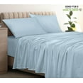 thumbnail image 3 of Royale linen 400 Thread Count 100% American Grown Cotton Flat Sheet - Cooling Sheets -Full Sheets - Luxury Sateen Weave - Full Flat Sheet Sold Separately - Blue Flat Sheet Only (Full, Caribbean Blue), 3 of 9