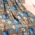 thumbnail image 3 of Brown Highland Cow Blue Bucket Flower Pattern Blanket,Comfortable Soft Flannel Throw Blanket,All Season,Warm Lightweight Blankets for Sofa Bed Couch Living Room Chair,30"x40", 3 of 4