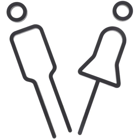 FONDOTIN 1 Set of Acrylic Washroom Door Symbol in Black Color for Business Use and Gender Washroom Sign