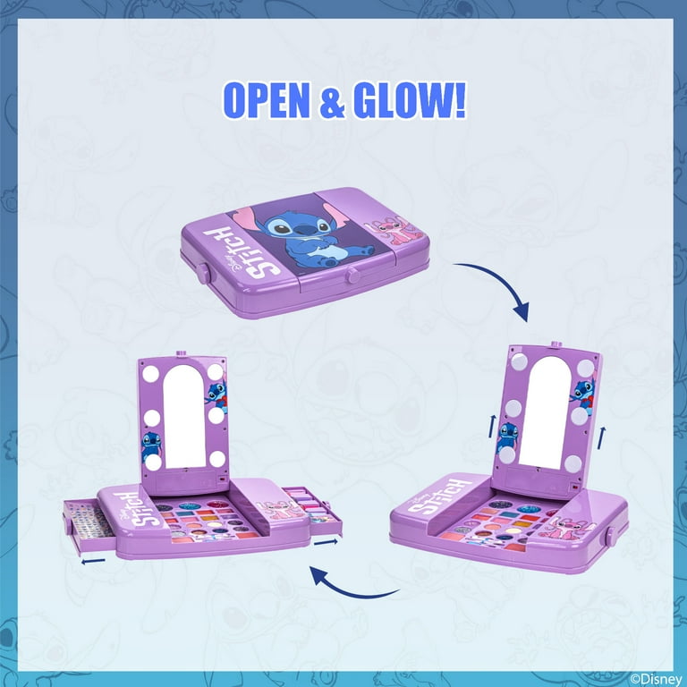 Disney Stitch Beauty Vanity Set with Light-Up Mirror, Includes Lip