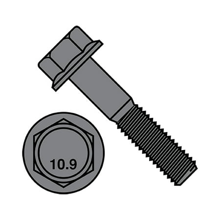 

M10-1.5X70 DIN 6921 Class 10.9 Metric Flange Bolt Screw Non Serrated Plain (Pack Qty 200) BC-M1070BF10P