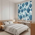 thumbnail image 3 of Blue Geometric Moroccan Kitchen Curtains 63 Inch Length, Abstract Blue Ombre Modern Tiers Curtains for Living Room Berdoom Bathroom, Light Filtering Drapes Window Treatment 2 Panels 42"Wx63"L, 3 of 8