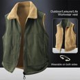 thumbnail image 1 of Leodye Haut Sans Manches à Col à Revers pour Homme, Mode Décontractée Rétro en Velours Côtelé en Laine d'Agneau, Couleur Unie, Vert Armée G(L), 1 of 9