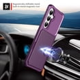 thumbnail image 4 of Slim Hard PC Case Compatible with Samsung Galaxy S26, PU Leather Card Holder Back Case Kickstand Shock-absorbing Car Magnetic Case Cover Designed for Samsung Galaxy S26, Purple, 4 of 6