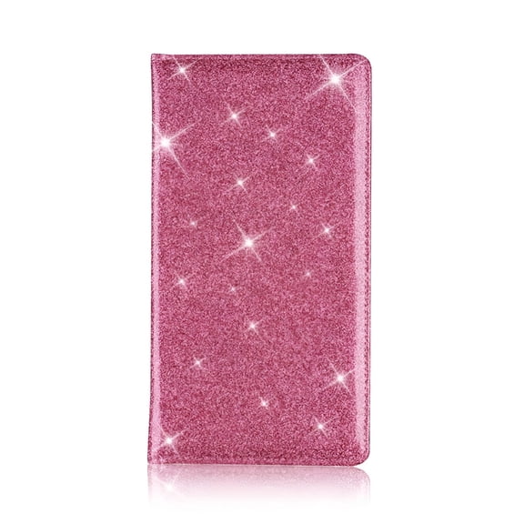 GASTROPOD 2026 New Leather Checkbook Cover for Men & Women,Checkbook Wallet for Duplicate Checks with Elastic Band,For Business,Office,Travel,Daily Use Glitter Pink