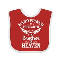 Inktastic Handpicked for Earth by My Brother in Heaven Angel Wings Boys or Girls Baby Bib