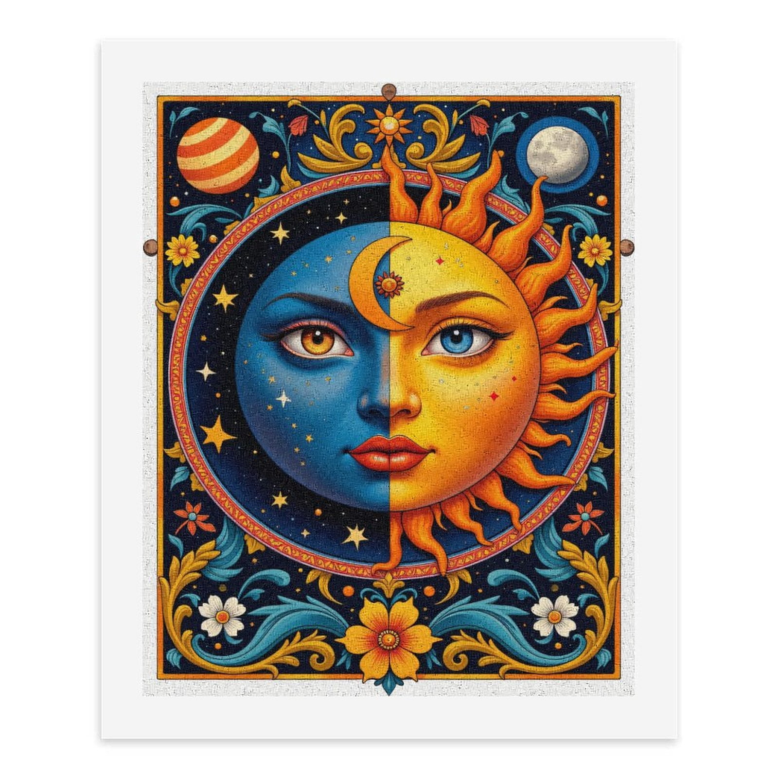 Paint By Numbers Kit for Adults Beginner - DIY Sun Moon Celestial Art Face Canvas Painting Kits for Adults, Frameless Paint By Number for Adults for Home Wall Decor 16x20 Inch