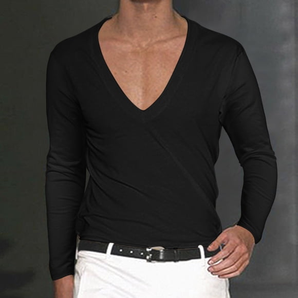 Men's Long Sleeve V-neck T-shirts