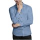 thumbnail image 4 of Blusa y camisa de manga larga con cuello vuelto para hombre, informal, con botones, lisa, de manga larga, transpirable, de poliéster, 4 of 6