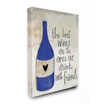The Stupell Home Decor Best Wines Are Drank With Friends Blue Bottle with Heart Doodle