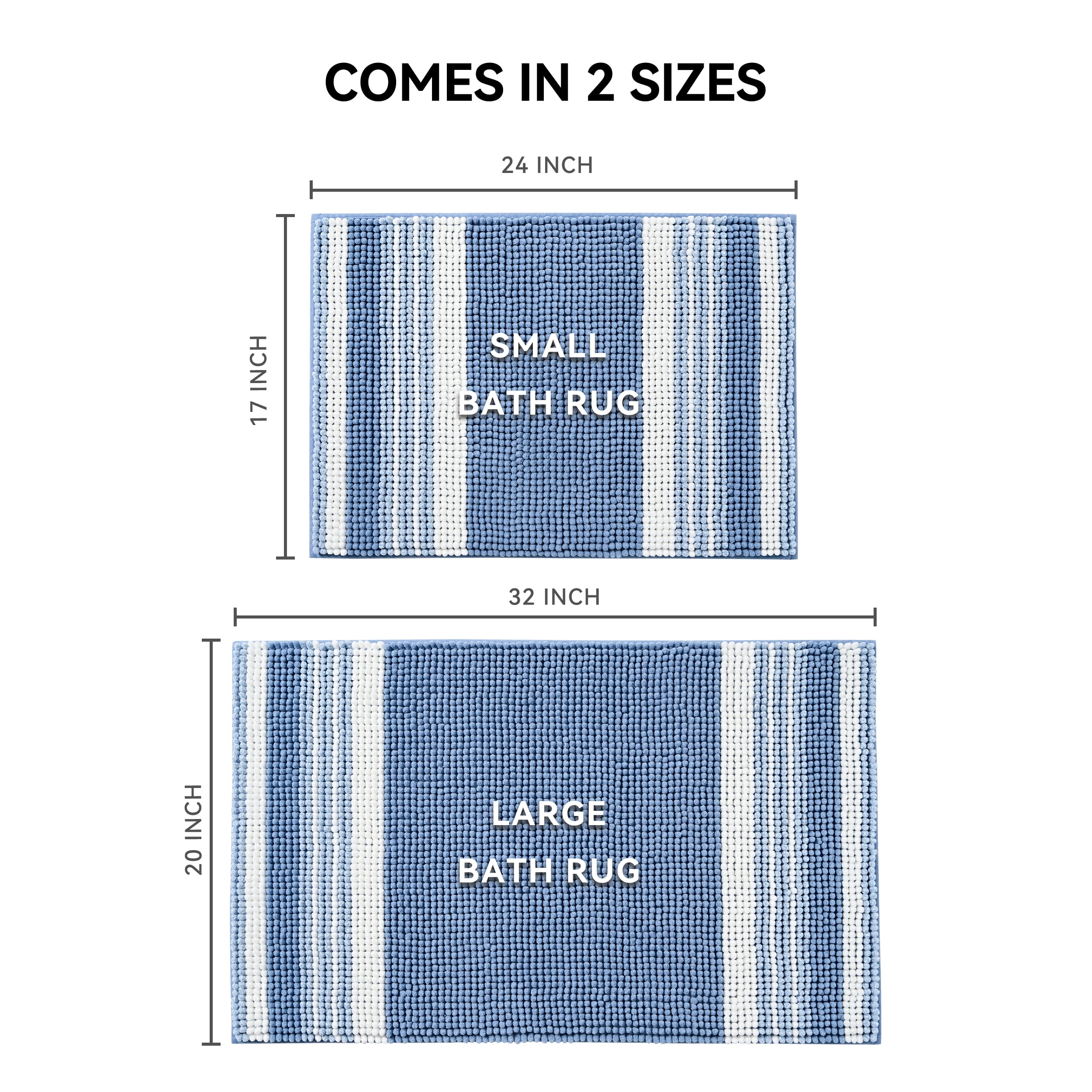 Mainstays Performance Foam Noodle Bath Rug, 20 in x 32 in, Blue