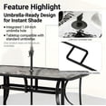 thumbnail image 5 of TLSUNNY Outdoor Dining Set, Patio Glass Table and 6 Chairs Set, w/ Umbrella Hole, Stackable Chairs, Outdoor Furniture for Backyard, Porch, Garden, 5 of 11