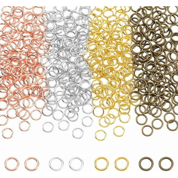 480Pcs 4 Colors Closed Jump Rings 16 Gauge 8mm Diameter Round Metal Ring Small Soldered Charms Connector Loops for Jewelry Making DIY Necklaces Bracelets Earrings Keychains Crafts Colorful