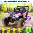 thumbnail image 5 of Farmdex 24 Volt Kids Ride on Car UTV, 400W Ride on Toy Car with Remote Control, Electric Car for Boys Girls, Knob Volume Control, LED Lights, Bluetooth, Pink, 5 of 9