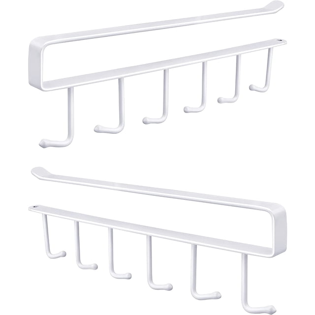 Gancho para portavasos, gancho para utensilios de cocina, gancho sin perforación, dormitorio, baño, estante de máximo 2,5 cm de grosor