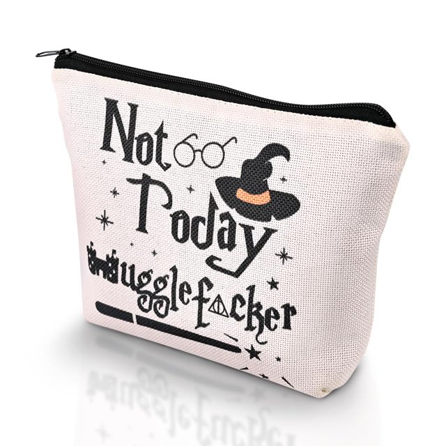 Bolsa de maquillaje Paliboiu Magic Wizard Not Today de tela de lino