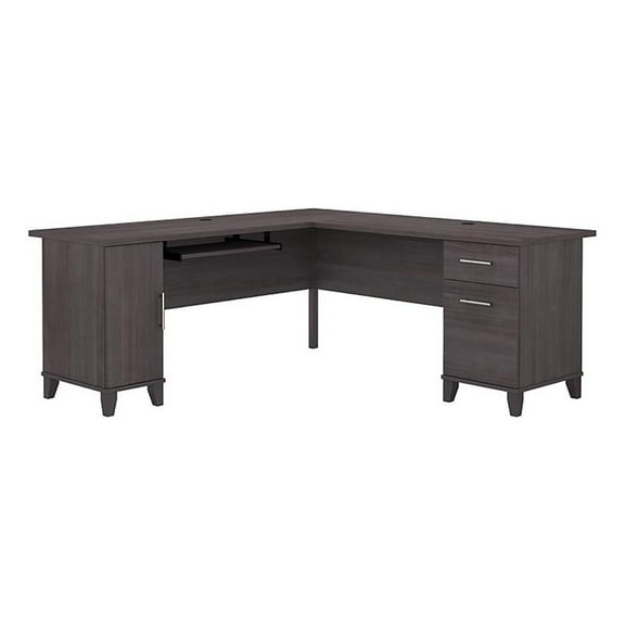 Scranton & Co 72" Transitional Engineered Wood L-Shape Desk with Storage in Gray