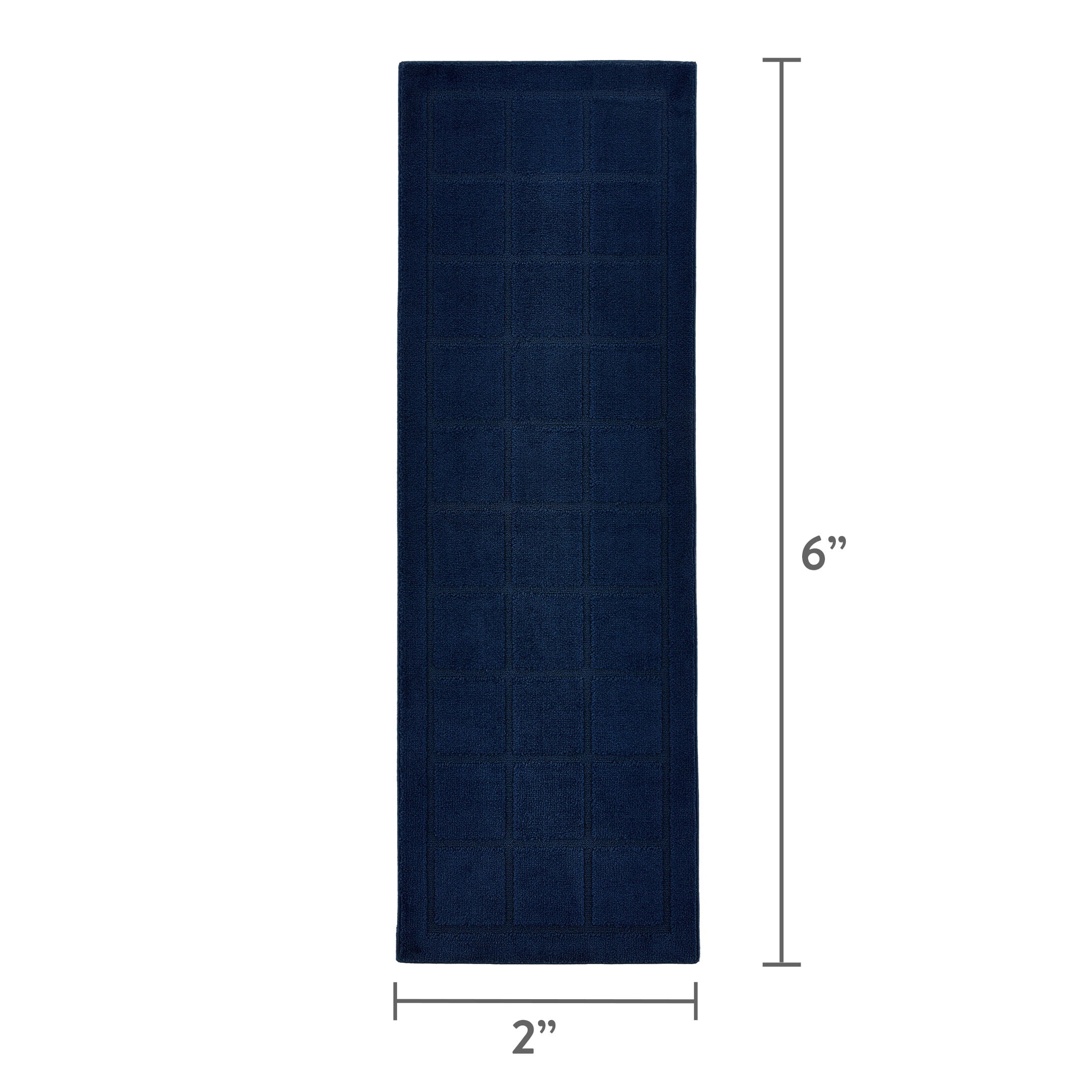Mainstays Solid High Low Tufted Grid Navy Blue Indoor Runner Rug, 2' x 6'