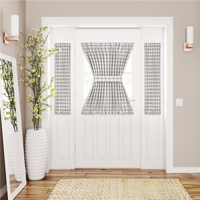 25 x 40 in. Polyester Light Filtering Rod Pocket Buffalo Check Curtain Panel, Grey
