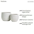 thumbnail image 3 of Olly & Rose Barcelona Ceramic Plant Pot Set 2 - Indoor & Outdoor Planters for Indoors and Outdoor Flower Pots (White), 3 of 7