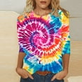 thumbnail image 2 of CYMMPU Tunic Tops 3/4 Sleeve Tie Dye Blouses for Women Dressy Casual Crew Neck Loose Fit Spring Tops Fall Fashion Shirts Ombre T-Shirts Multicolor XXXXL, 2 of 5