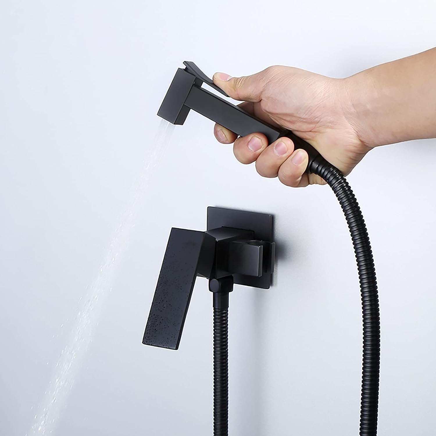 Handheld Bidet Sprayer for Toilet, Black Brass Bathroom Cloth Diaper Sprayer Set with Cold and Hot Water, Wall Mounted Toilet Bidet Sprayer Kit for Feminine Hygiene, Bathing Pets