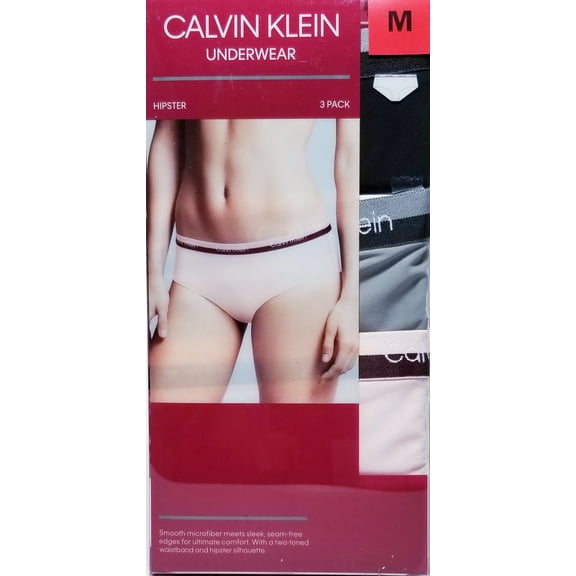 Calvin Klein Women 3 Pack Hipster Underwear (Light Pink/Gray/Black, Size Medium)