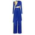 thumbnail image 3 of Kaerm Women Metallic Praise Dance Dress Tunic Overlay Church Spiritual Worship Long Sleeve Dancewear Blue XL, 3 of 7