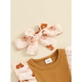 thumbnail image 5 of Musuos 2-Piece Baby Girls Cute Clothes Set 0-18M Bow Ruffled Trim Ribbed Long Sleeve Tiered Dress Romper + Headband Fall Outfits, 5 of 9
