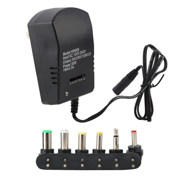 GJX 3-12V 2-Prong Power Adapter with 6 DC Plugs