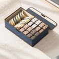 thumbnail image 2 of Cotton Linen Underwear And Sock Organizer with Lid, Foldable Drawer Divider, 2 Sizes Available, 17.3"X11.4"X4.9" Storage for Bras, Accessories, Cotton And Linen Underwear Storage Box *1 Piece, 2 of 9